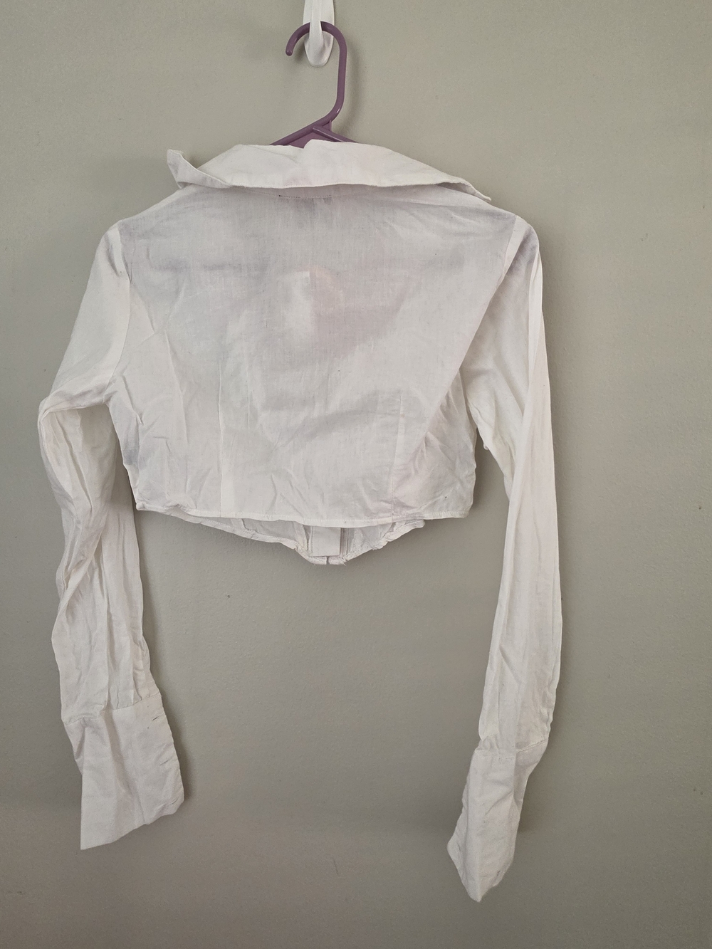 Cropped White Button-Front Shirt — The Ragged Priest - Picture 3 of 7